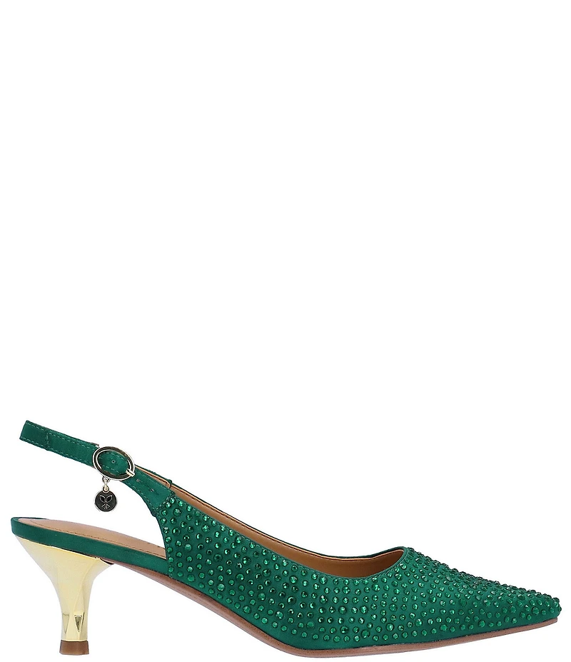 J. Renee Ferryanne Rhinestone Satin Slingback Pumps