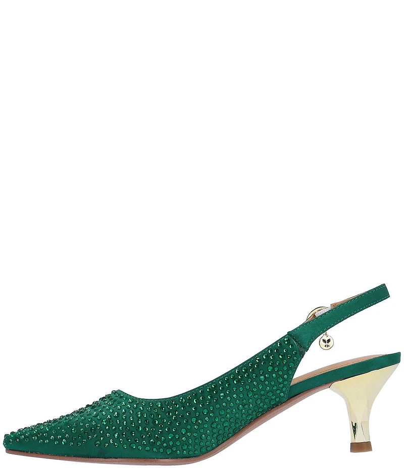 J. Renee Ferryanne Rhinestone Satin Slingback Pumps