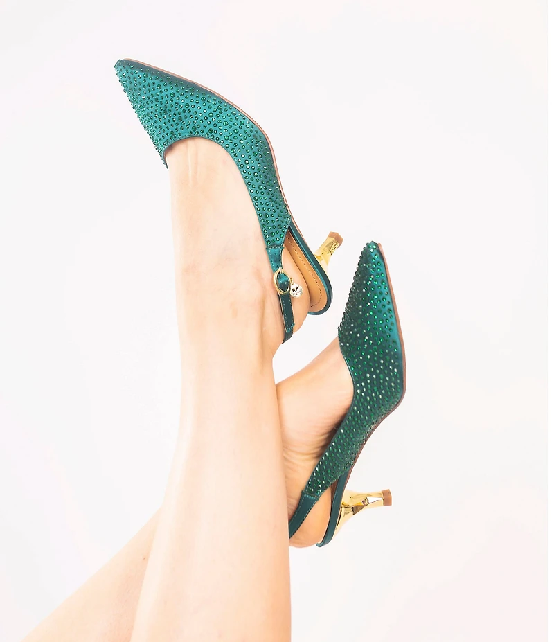 J. Renee Ferryanne Rhinestone Satin Slingback Pumps