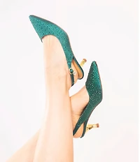 J. Renee Ferryanne Rhinestone Satin Slingback Pumps