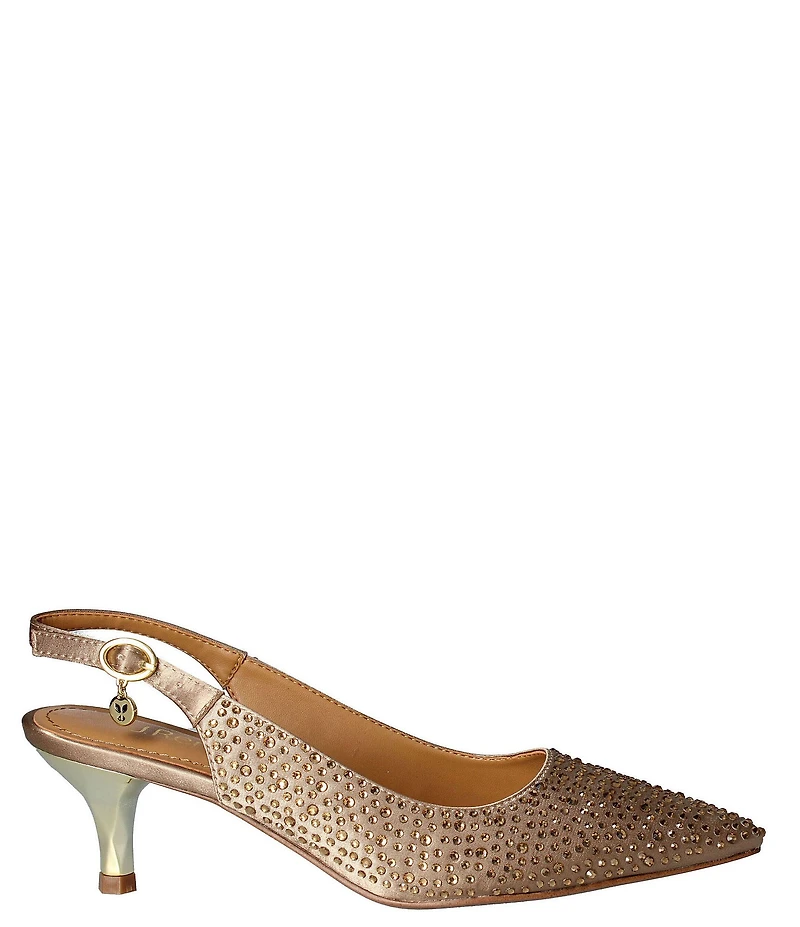 J. Renee Ferryanne Rhinestone Satin Slingback Pumps
