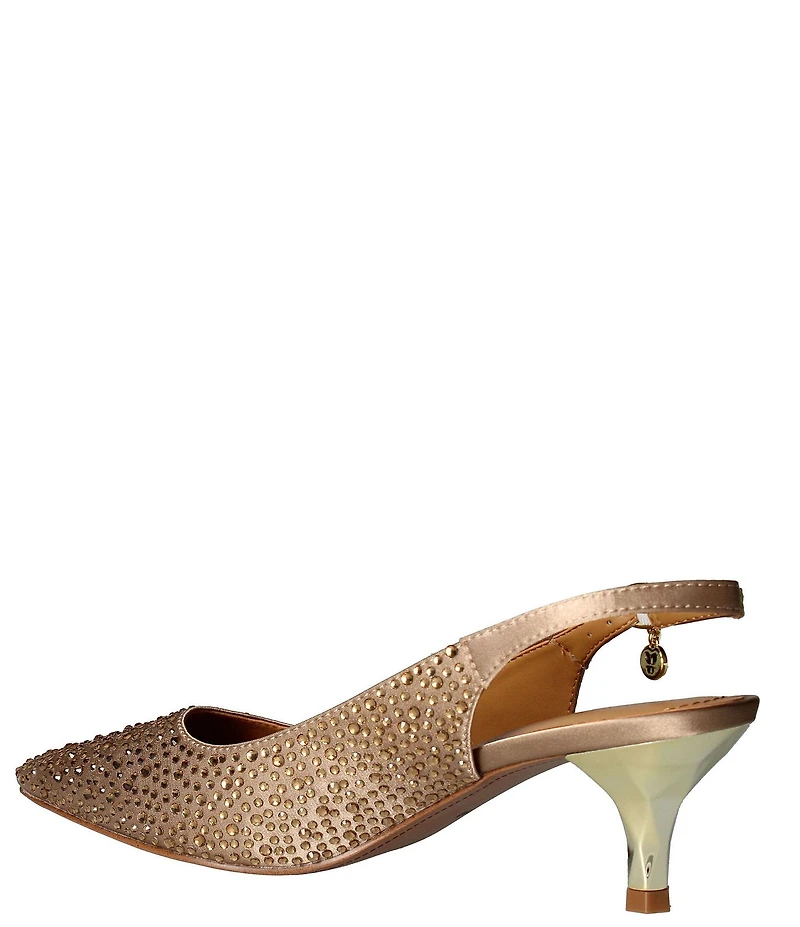 J. Renee Ferryanne Rhinestone Satin Slingback Pumps