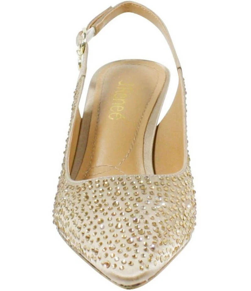 J. Renee Ferryanne Rhinestone Satin Slingback Pumps