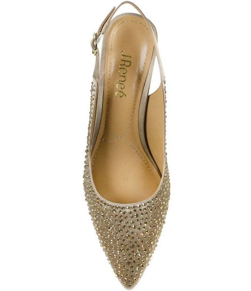 J. Renee Ferryanne Rhinestone Satin Slingback Pumps