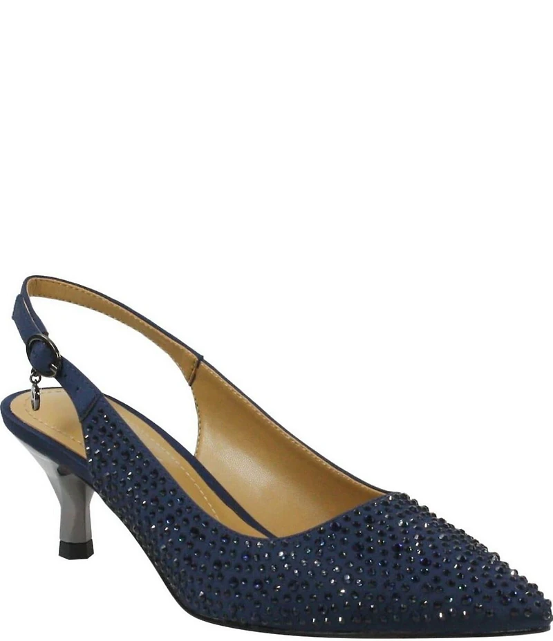 J. Renee Ferryanne Rhinestone Satin Slingback Pumps
