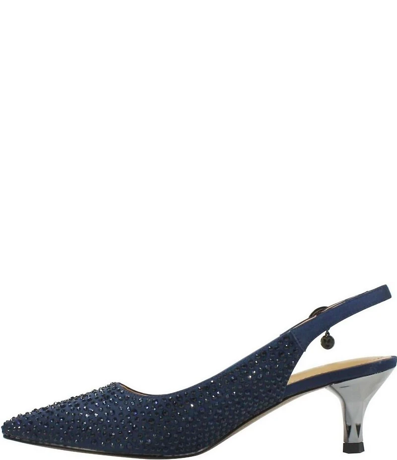J. Renee Ferryanne Rhinestone Satin Slingback Pumps