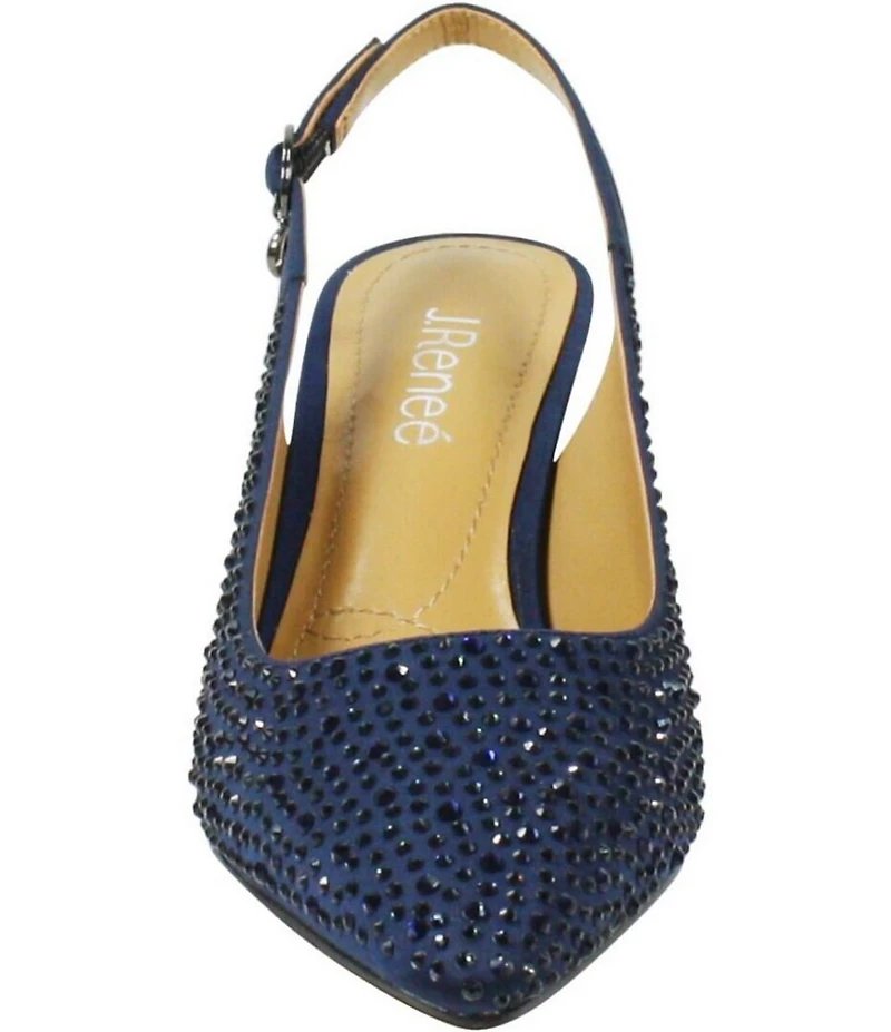 J. Renee Ferryanne Rhinestone Satin Slingback Pumps