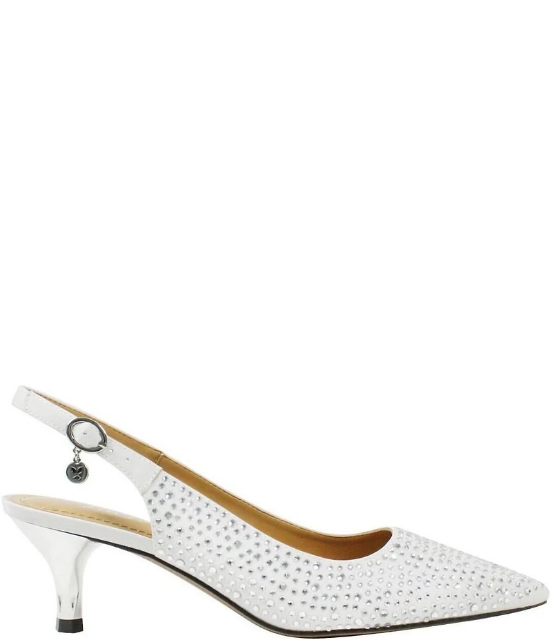 J. Renee Ferryanne Rhinestone Satin Slingback Pumps