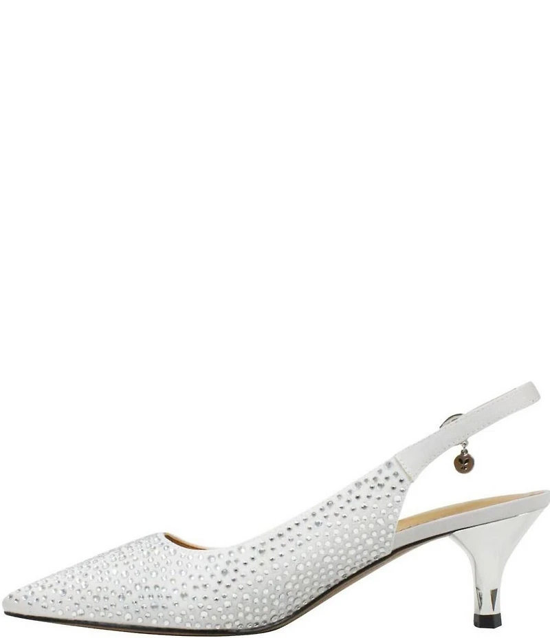 J. Renee Ferryanne Rhinestone Satin Slingback Pumps