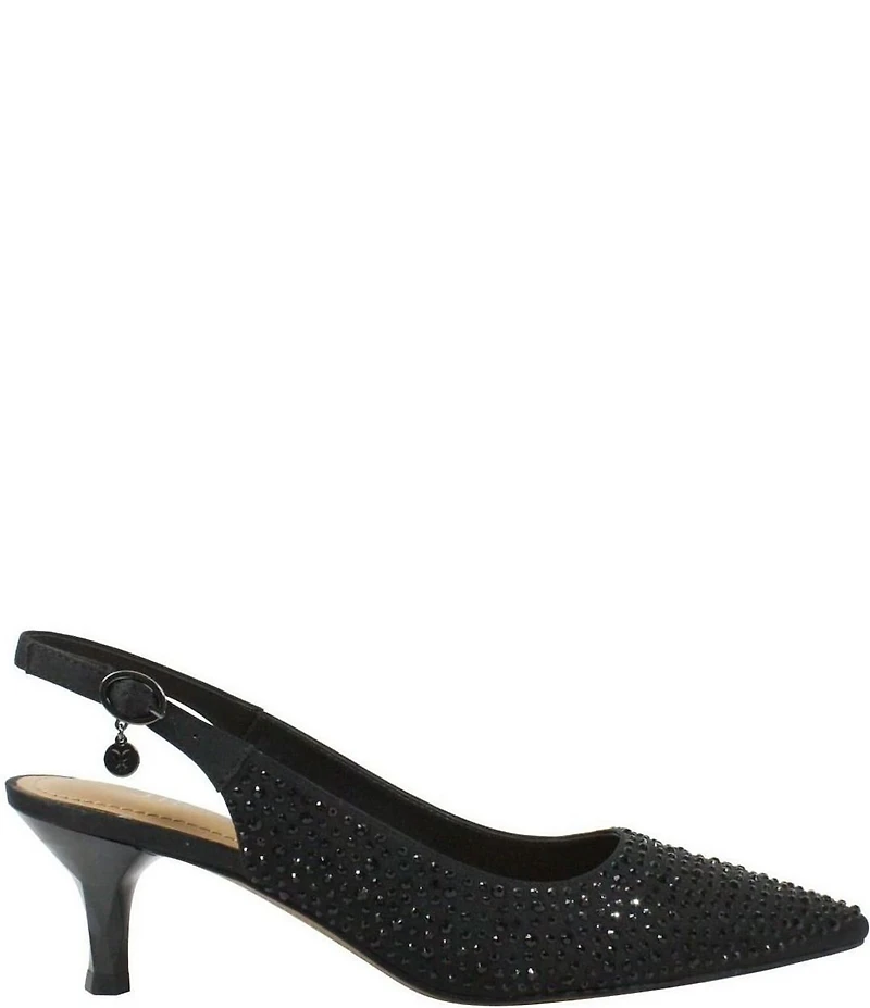 J. Renee Ferryanne Rhinestone Satin Slingback Pumps