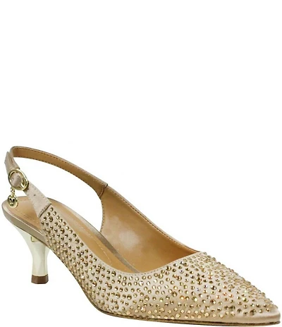 J. Renee Ferryanne Rhinestone Satin Slingback Pumps
