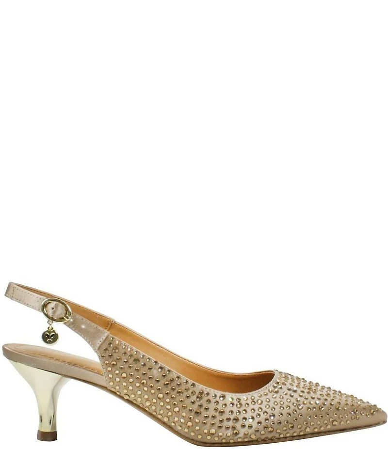 J. Renee Ferryanne Rhinestone Satin Slingback Pumps