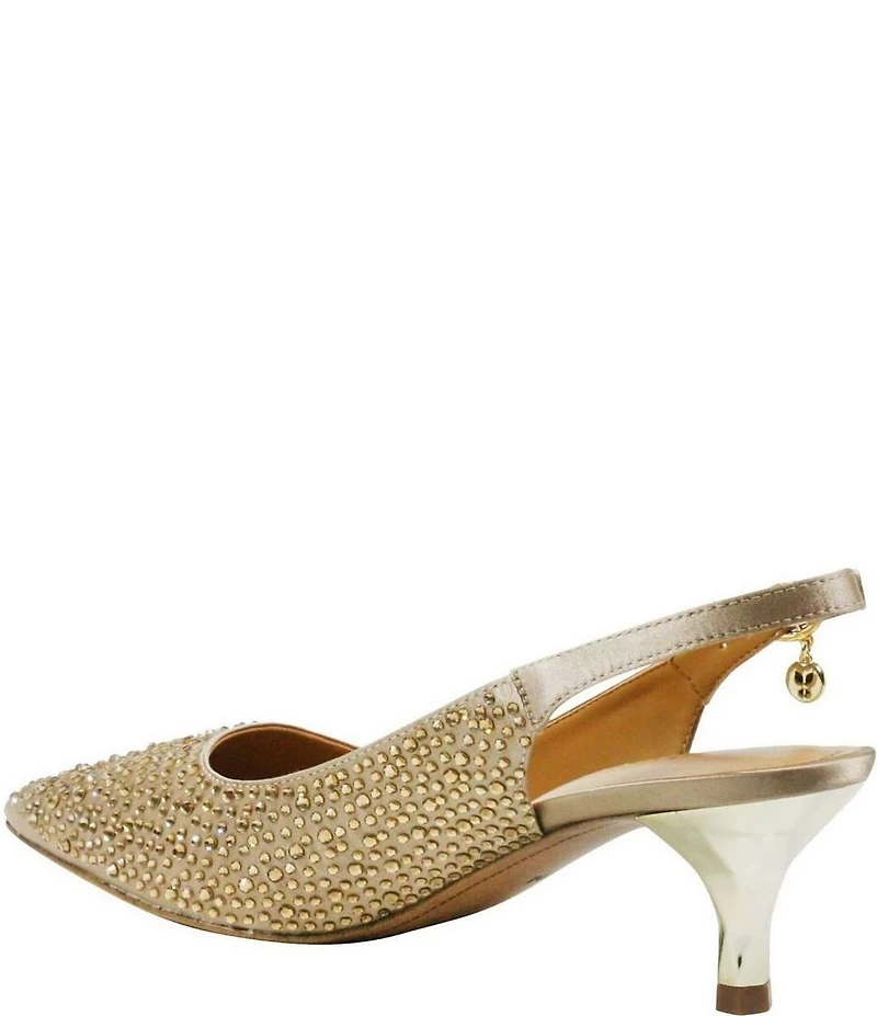 J. Renee Ferryanne Rhinestone Satin Slingback Pumps