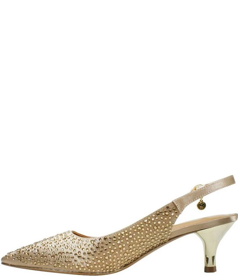 J. Renee Ferryanne Rhinestone Satin Slingback Pumps