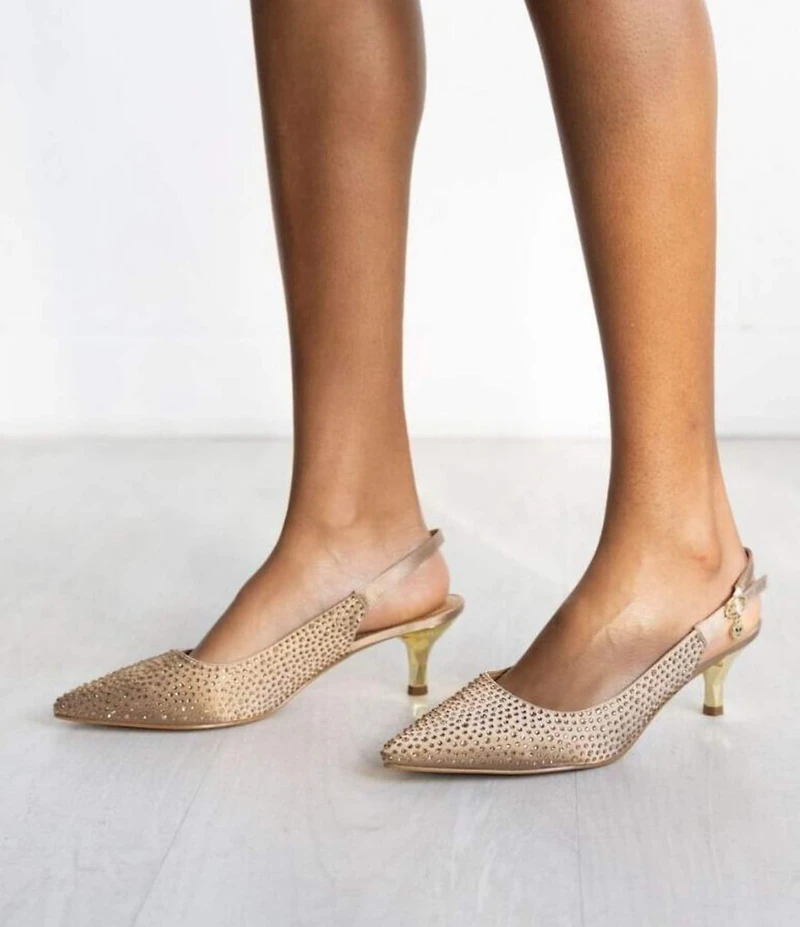 J. Renee Ferryanne Rhinestone Satin Slingback Pumps