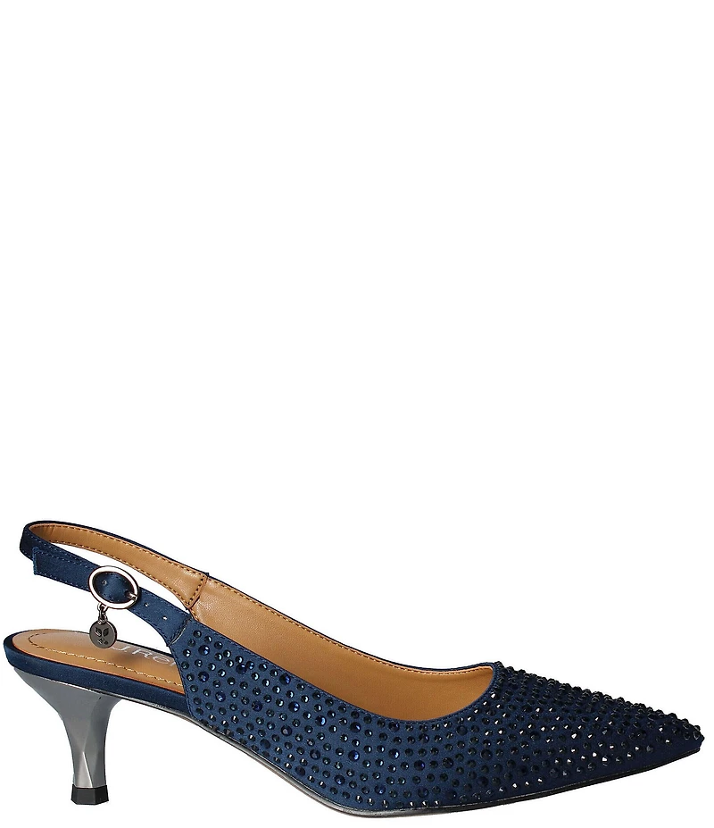 J. Renee Ferryanne Rhinestone Satin Slingback Pumps