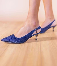 J. Renee Ferryanne Rhinestone Satin Slingback Pumps
