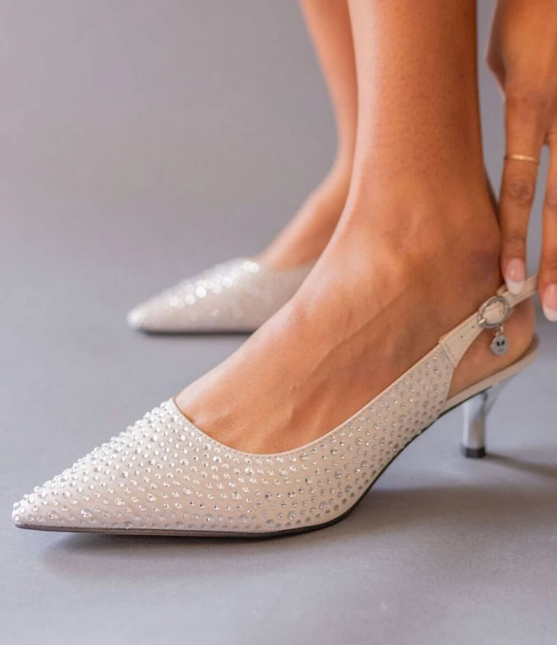 J. Renee Ferryanne Rhinestone Satin Slingback Pumps