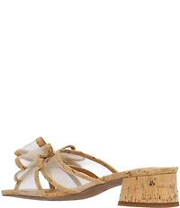 J. Renee Finola Cork Mesh Bow Block Heel Slide Sandals