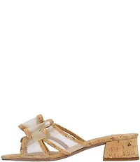 J. Renee Finola Cork Mesh Bow Block Heel Slide Sandals