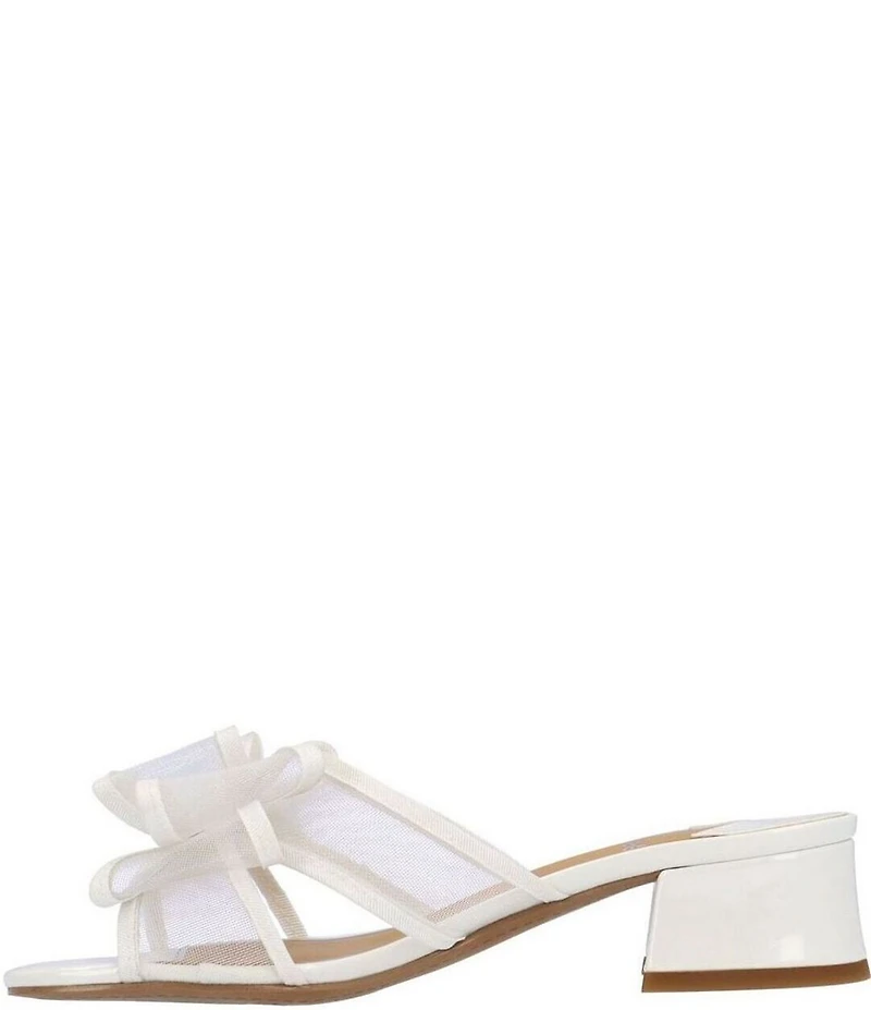 J. Renee Finola Mesh Bow Block Heel Slide Sandals