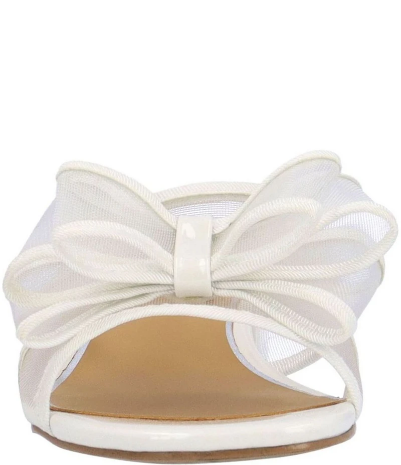 J. Renee Finola Mesh Bow Block Heel Slide Sandals