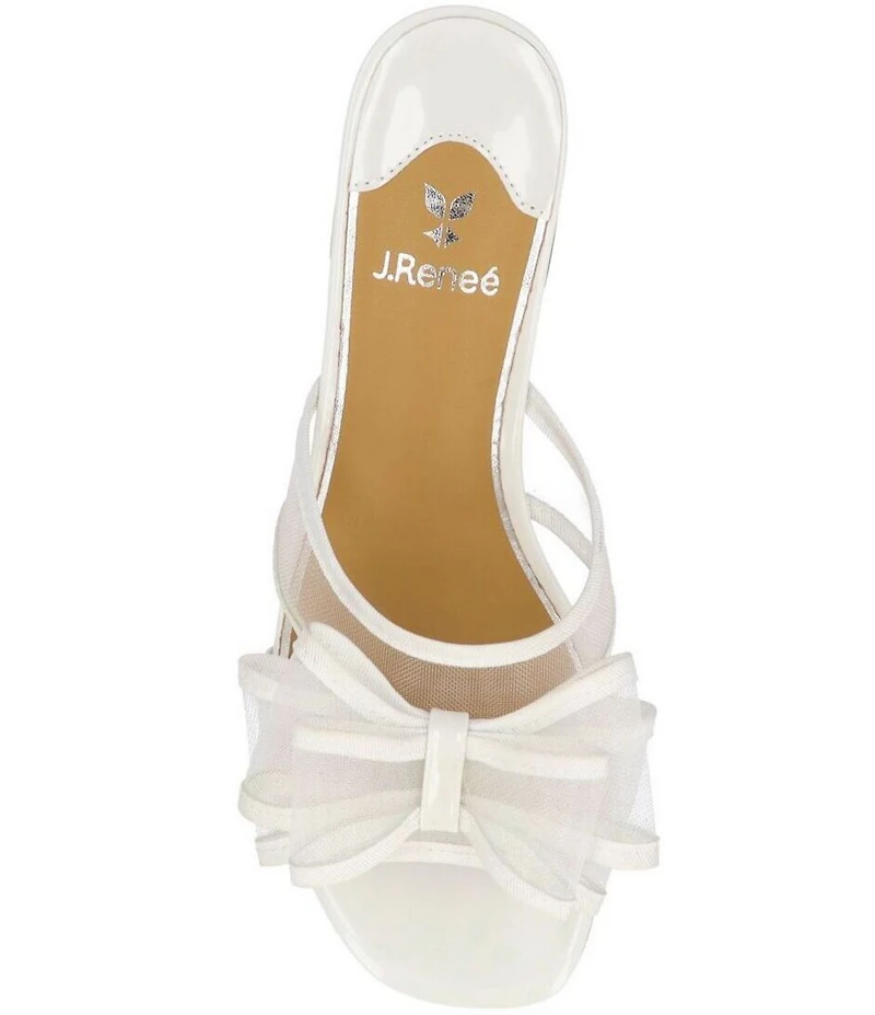 J. Renee Finola Mesh Bow Block Heel Slide Sandals