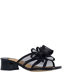 J. Renee Finola Mesh Bow Block Heel Slide Sandals