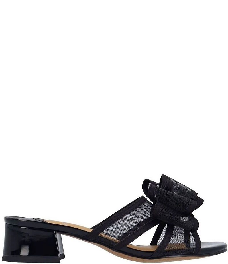 J. Renee Finola Mesh Bow Block Heel Slide Sandals