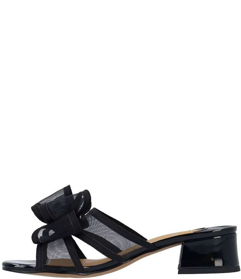 J. Renee Finola Mesh Bow Block Heel Slide Sandals