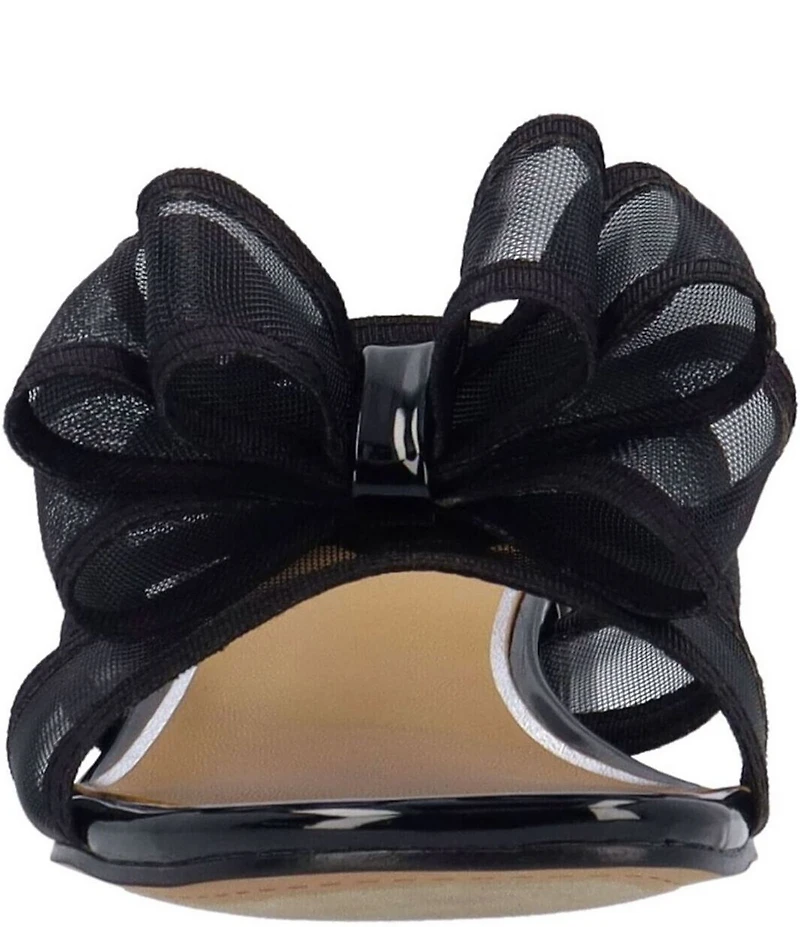 J. Renee Finola Mesh Bow Block Heel Slide Sandals