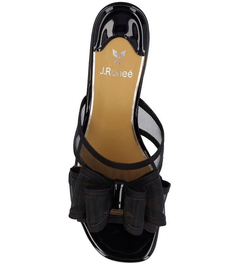 J. Renee Finola Mesh Bow Block Heel Slide Sandals