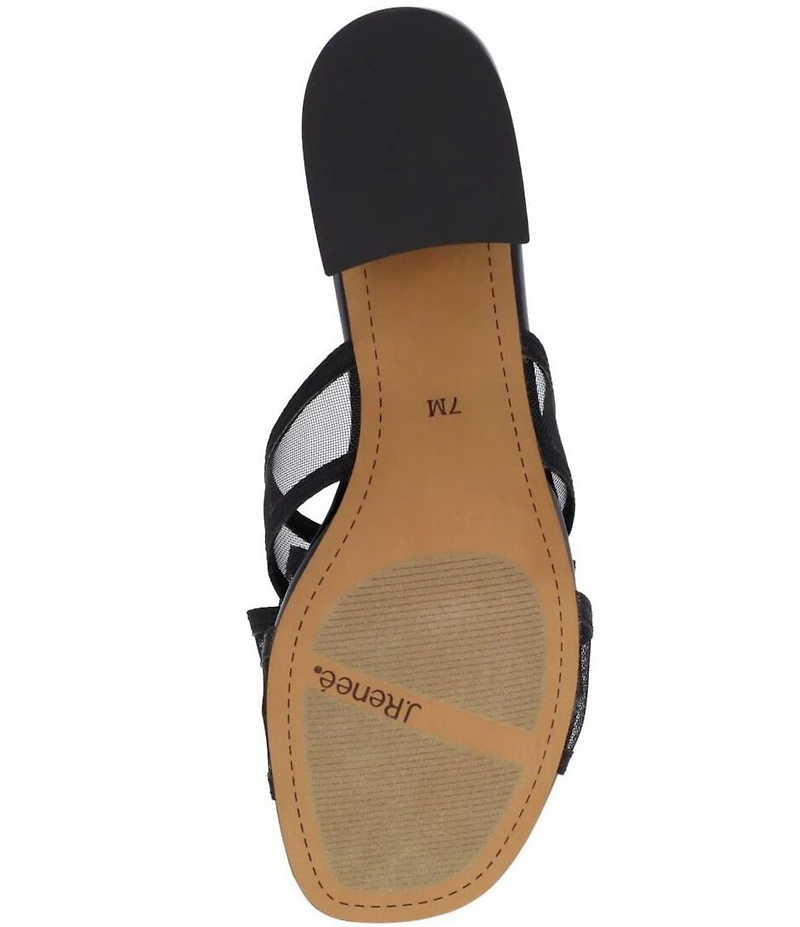 J. Renee Finola Mesh Bow Block Heel Slide Sandals
