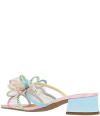 J. Renee Finola Rainbow Mesh Rhinestone Bow Block Heel Slide Sandals