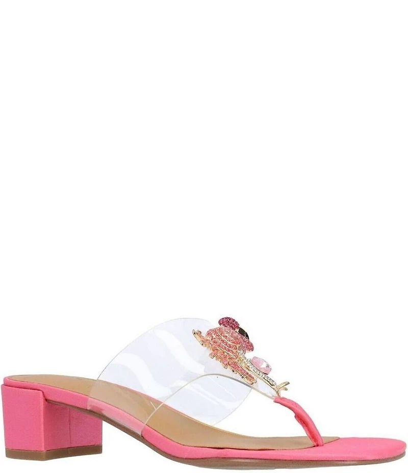 J. Renee Vinyl Flamingo Ornament Thong Sandals