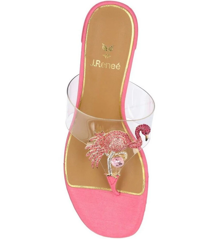 J. Renee Vinyl Flamingo Ornament Thong Sandals