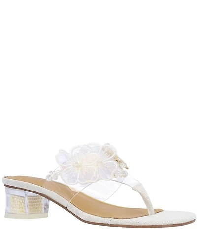 J. Renee Flower Clear Vinyl Flower Ornament Thong Sandals