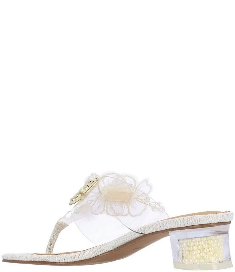 J. Renee Flower Clear Vinyl Flower Ornament Thong Sandals