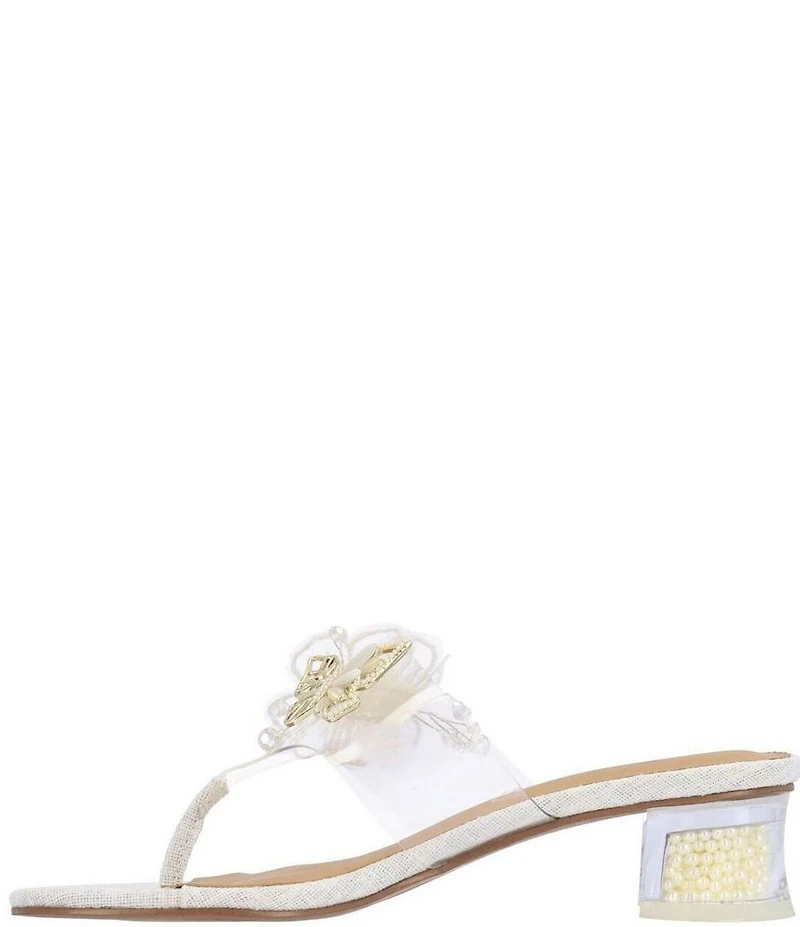 J. Renee Flower Clear Vinyl Flower Ornament Thong Sandals