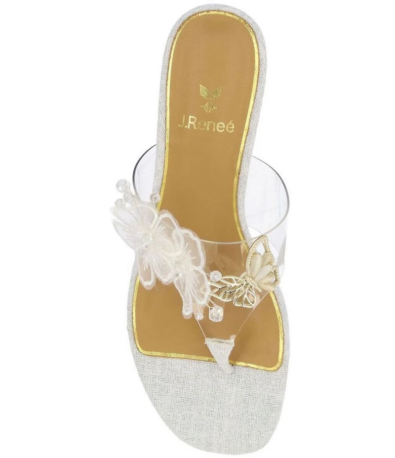 J. Renee Flower Clear Vinyl Flower Ornament Thong Sandals