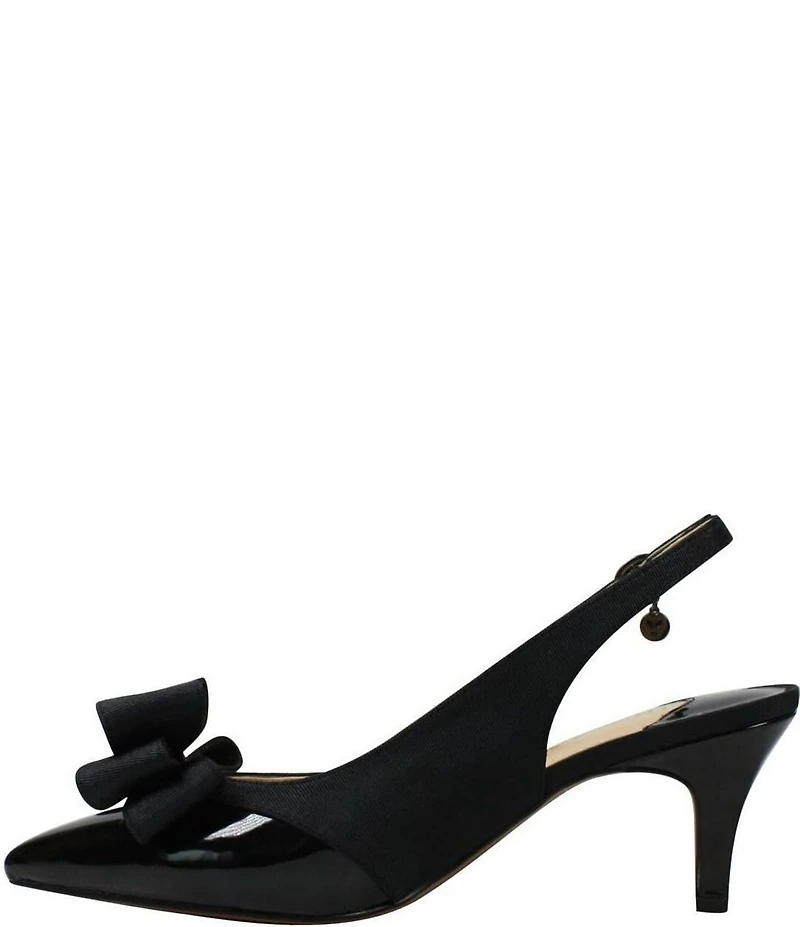 J. Renee Gabino Patent Bow Slingback Pumps