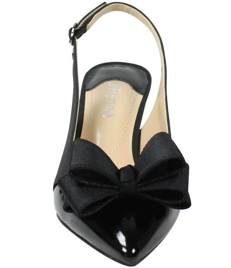 J. Renee Gabino Patent Bow Slingback Pumps