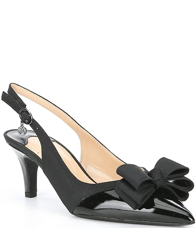 J. Renee Gabino Patent Bow Slingback Pumps