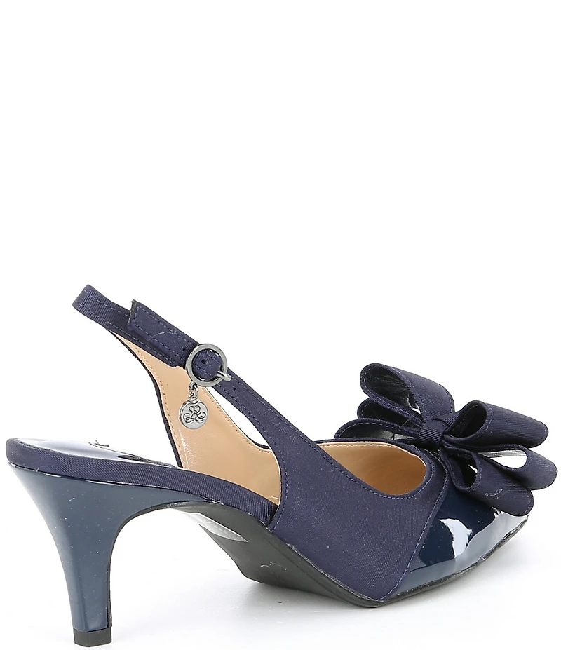J. Renee Gabino Patent Bow Slingback Pumps