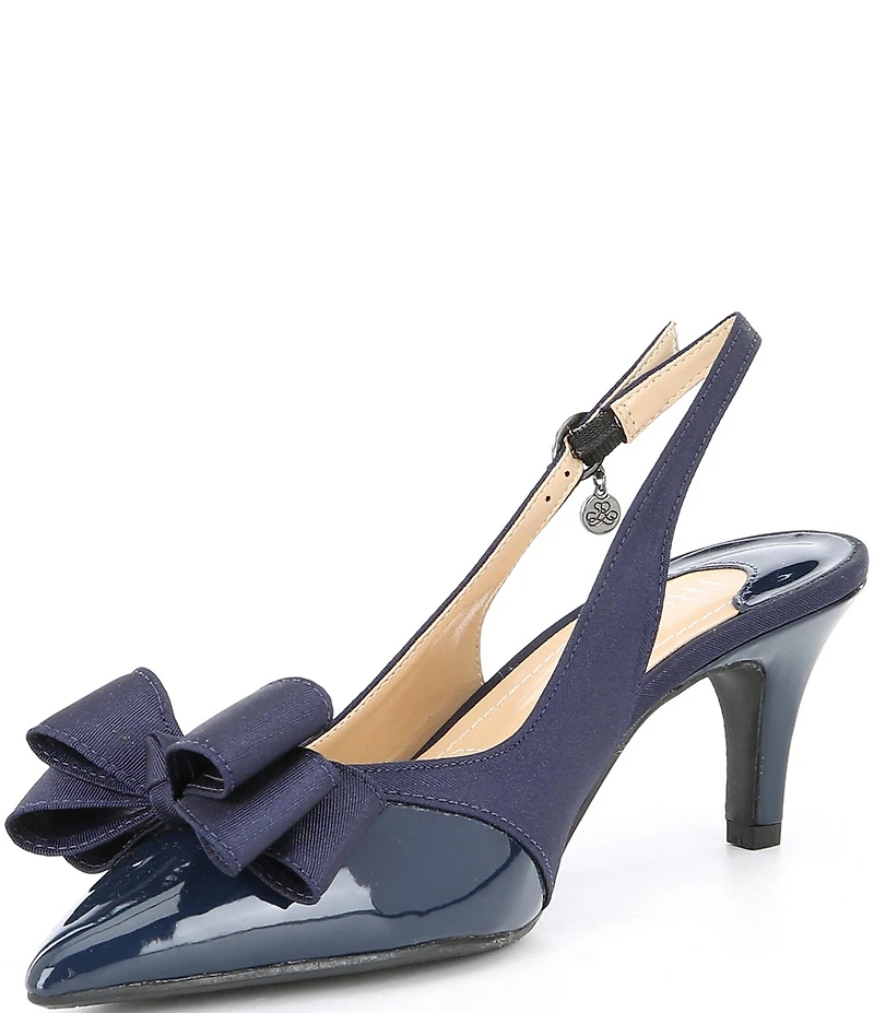 J. Renee Gabino Patent Bow Slingback Pumps