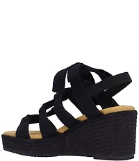 J. Renee Garlynn Linen Lace Up Square Toe Platform Wedge Espadrille Sandals