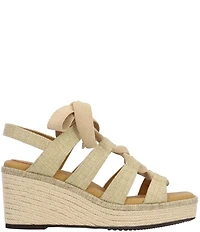 J. Renee Garlynn Linen Lace Up Square Toe Platform Wedge Espadrille Sandals