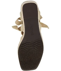 J. Renee Garlynn Linen Lace Up Square Toe Platform Wedge Espadrille Sandals