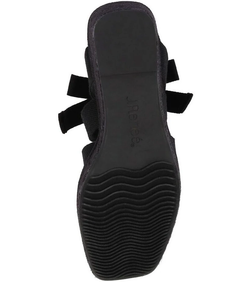 J. Renee Garlynn Linen Lace Up Square Toe Platform Wedge Espadrille Sandals