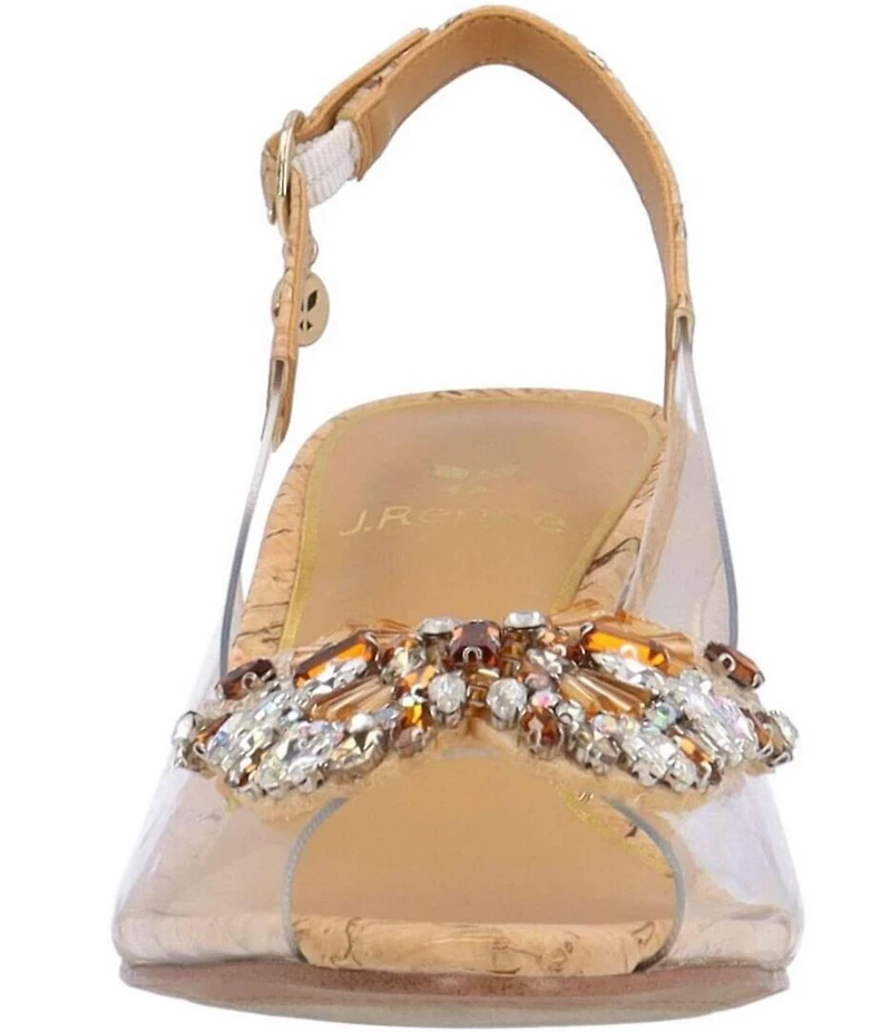 J. Renee Gloriana Cork Jewel Butterfly Ornament Vinyl Peep Toe Slingback Pumps